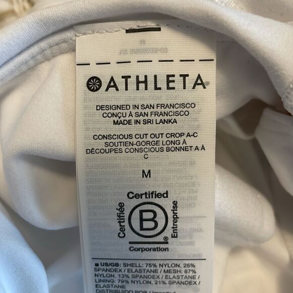 New Athleta White Conscious Cut Out Crop Sports Bra - Picture 6 of 7